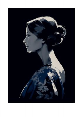 Midnight Blue Silhouette of Woman