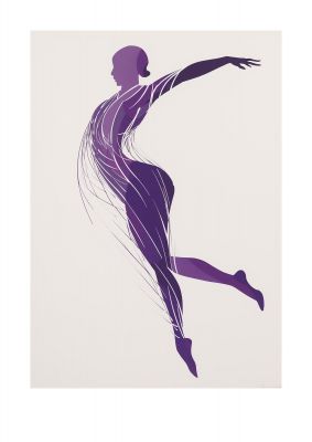 Dancing Woman in Black Lines and Violet