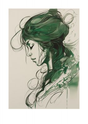 Female Silhouette with Emerald Stripe