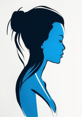 Elegant Female Form in Blue Contour