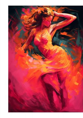 Salsa Dancer in Hot Pink and Tangerine