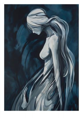 Womans Form in White and Dark Blue