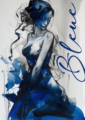 Black Lines on Sapphire Blue Canvas