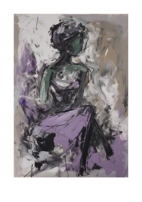 Lavender Canvas with Black Strokes