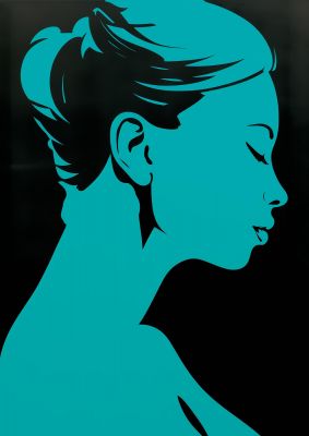 Womans Teal Profile with Sleek Black