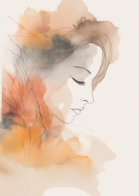 Minimalistic Womans Face in Autumn Hues