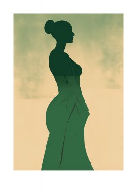 Elegant Womans Line Art on Lush Green