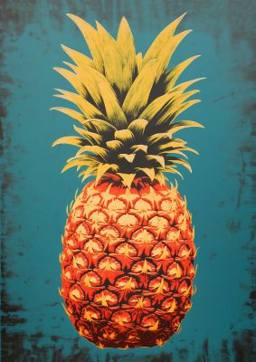 Abstract Pineapple Woodblock Print