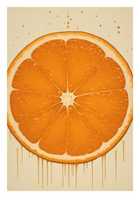 Vibrant Orange Segment in Woodblock