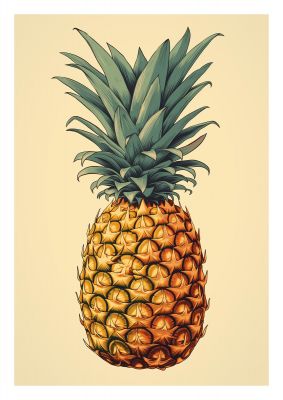 Captivating Pineapple Woodblock Rendition