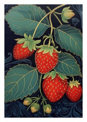Strawberrys Fragility in Woodblock Print
