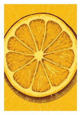 Vibrant Lemon Slice Woodblock Print