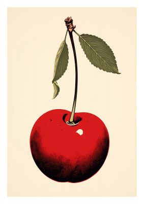 Minimalistic Cherry Woodblock Print