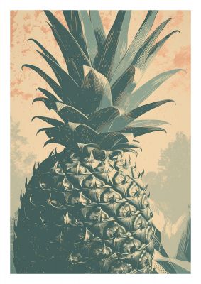 Pineapple Risograph with Woodblock Patterns