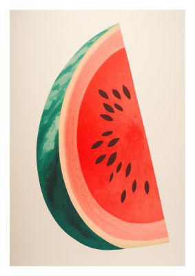 Watermelon Slice in Risograph Style