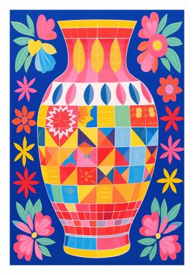 Bold-Shaped Vase Bursting with Color
