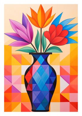 16 Flowers in Vibrant Color Vase