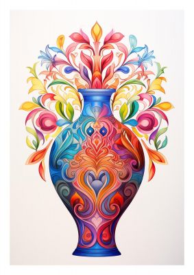 Vase with 22 Colorful Flower Shapes