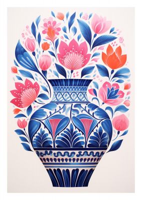 Colorful Vase with Vibrant Bold Flowers