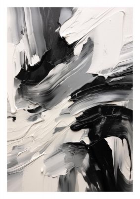 Striking Black and White Abstract Painting