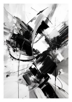 Dynamic Black and White Abstract Strokes