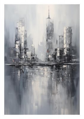 Rainy City Reflection in Monochrome