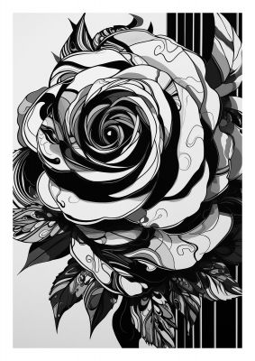 Monet-Inspired Solitary Rose in Black and White