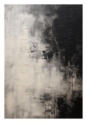 Encaustic Abstract with Depth in Black and White