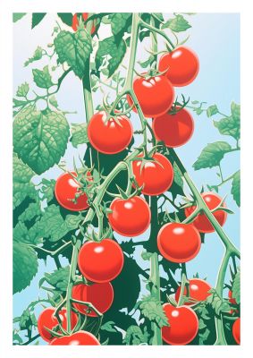 Glossy Cherry Tomatoes Risograph