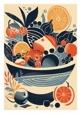 Contemporary Fruit Bowl Risograph