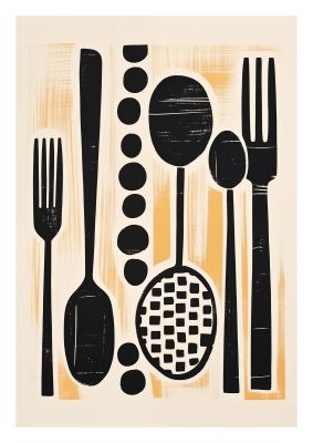 Kitchen Trio Geometric Risograph Print