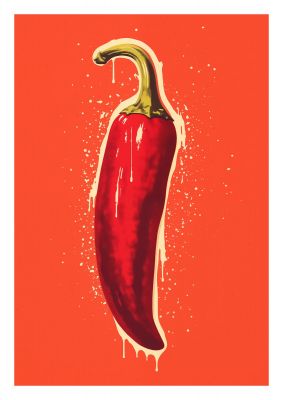 Fiery Chili Pepper Minimalist Risograph