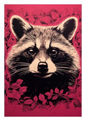 Raccoons Intense Eyes BW Art