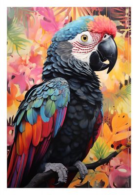 Colorful Parrot with Rainforest Backdrop
