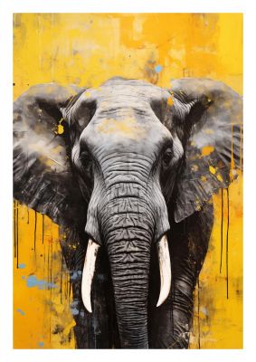 Textured Elephant Wisdom on Yellow