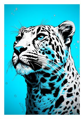 Focused Cheetah Face on Turquoise