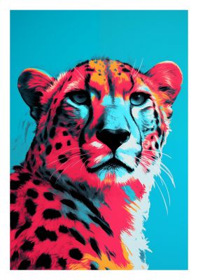 Sleek Cheetah Stare on Turquoise