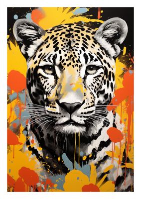 Cheetah on Fiery Abstract Backdrop