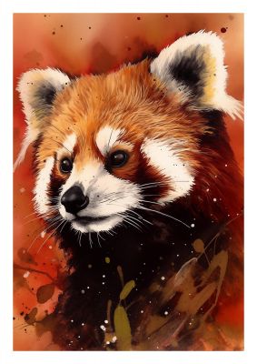 Red Panda Portrait with Warm Colored Backdrop