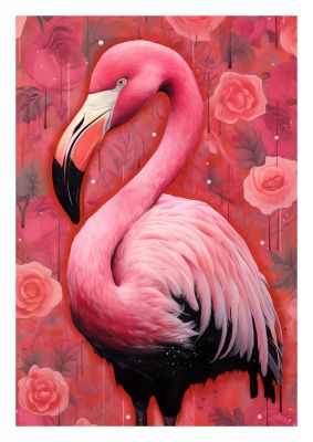 Flamingo in Tropical Pink with Detailed Portrait