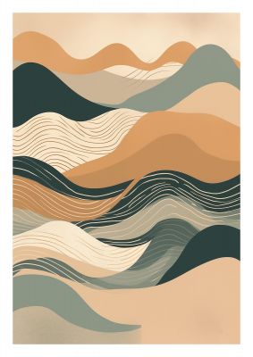 Earth-Tone Boho Waves in Risograph Style