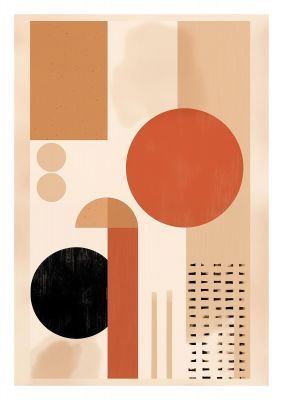 Cream and Earth-Toned Art Print in Riso Style