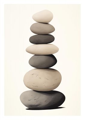 Zen Stones Grey and Cream Risograph