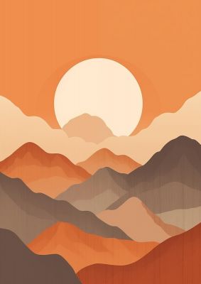 Sunset Mountains Boho Riso Print