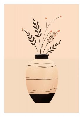 Boho Elegance Vase in Light Brown and Black