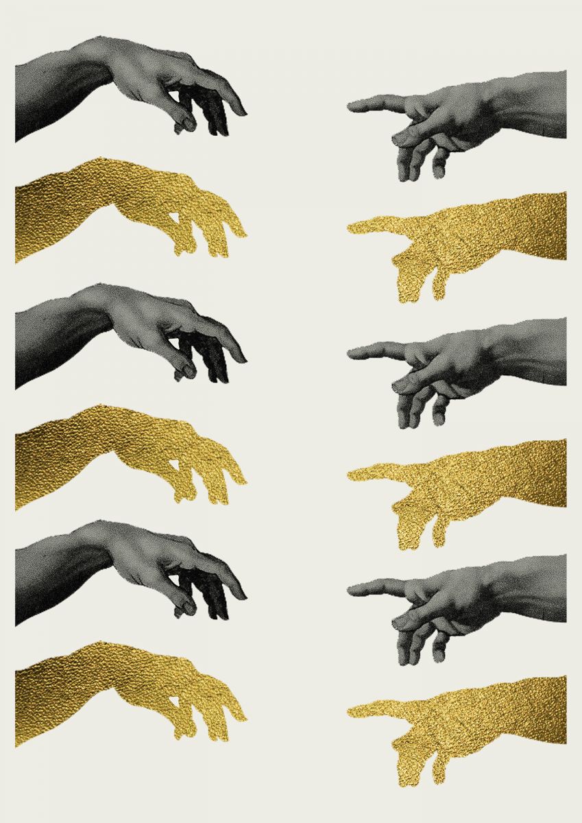 Creation Of Adam Gold Black Cream Art For Living Room Walls And...