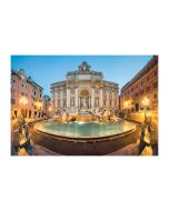 An unframed print of fontaine de trevi rome travel photograph in blue and yellow accent colour