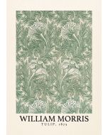 An unframed print of william morris tulip 1875 a famous paintings illustration in green and beige accent colour