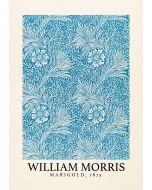 An unframed print of william morris marigold 1874 a famous paintings illustration in turquoise and beige accent colour