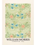 An unframed print of william morris larkspur 1874 a famous paintings illustration in green and beige accent colour